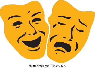 Funny Comedy Drama Mask Faces - (Editable file) Vector Illustration