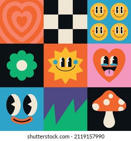 Funny Comic Characters Abstract Shapes Seamless Stock Vector (Royalty ...