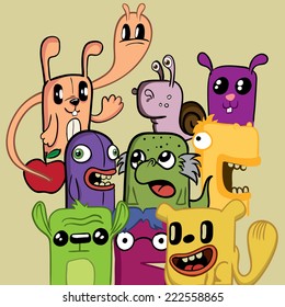 Funny comic characters - Colorful illustration