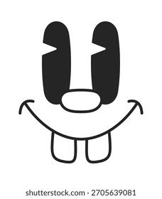 Funny comic groovy face smiling