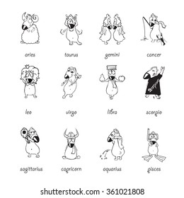 funny comic horoscope. vector illustration.