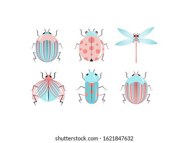 Funny Comic Pastel Geometrical Bugs