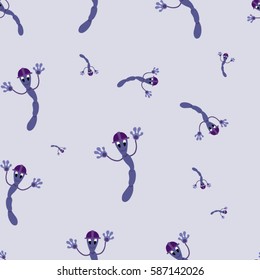 Funny Comic Probiotics Bacteria Characters - Microbiological Treatment of Various Diseases - Seamless Texture Pattern - Vector Art Illustration
