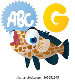 funny comic reading animals abc: G is for Grouper