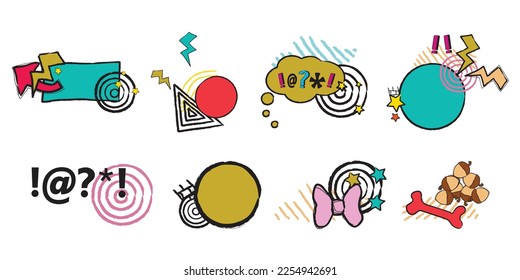 Funny comic speech bubble illustration with various badge design