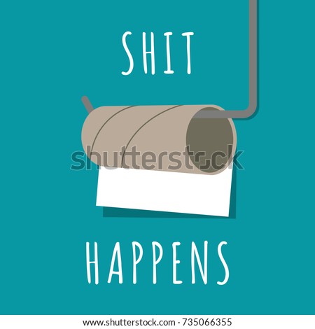 Funny concept of nearly empty toilet paper. Vector illustration. Modern flat design.	