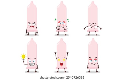 funny condom cartoon with different expressions design illustration