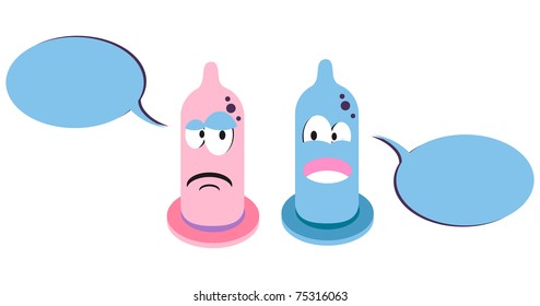 funny condoms pink and blue explaining