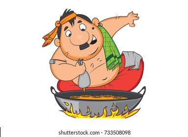 Funny Confectioner . Vector Illustration. Isolated on white background.