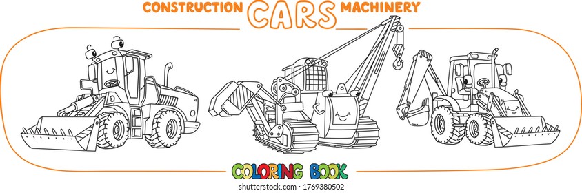 Funny constuction small cars set. Coloring book