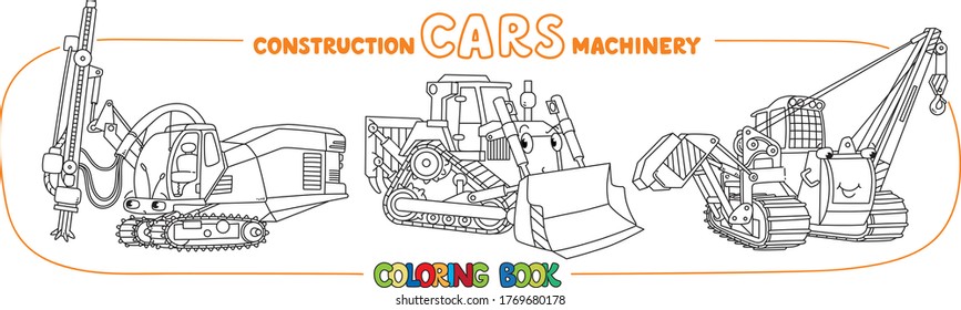 Funny constuction small cars set. Coloring book