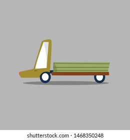 Funny convenient drawn little truck.  Transport company or delivery service.  Isolated flat vector illustration on background.