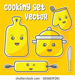 Funny cooking set vector sticker