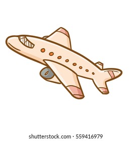 Funny and cool airplane flying in cartoon style - vector.