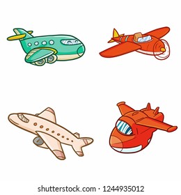 Funny and cool airplane flying set - vector.