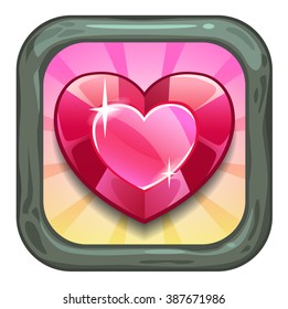 Funny cool app store game icon on white background, game logo element,vector illustration