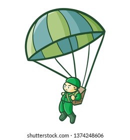 Funny and cool army with parachute
