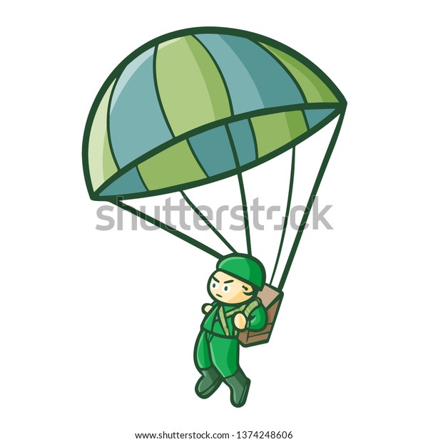 Funny Cool Army Parachute Stock Vector (Royalty Free) 1374248606 ...