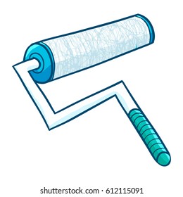 Funny and cool blue roller paint brush - vector.