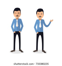 funny and cool cartoon guy in casual clothes, gesturing. Vector illustration, Hipster Style