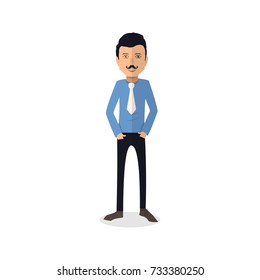 funny and cool cartoon guy in casual clothes, gesturing. Vector illustration, Hipster Style
