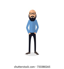 funny and cool cartoon guy in casual clothes, gesturing. Vector illustration, Hipster Style