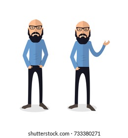 funny and cool cartoon guy in casual clothes, gesturing. Vector illustration, Hipster Style