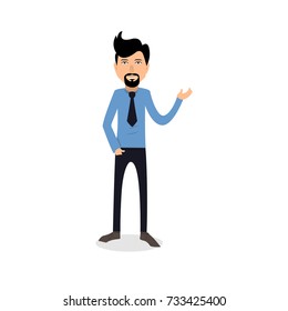 funny and cool cartoon guy in casual clothes, gesturing. Vector illustration, Hipster Style