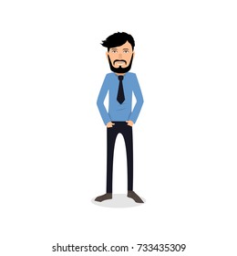 funny and cool cartoon guy in casual clothes, gesturing. Vector illustration, Hipster Style