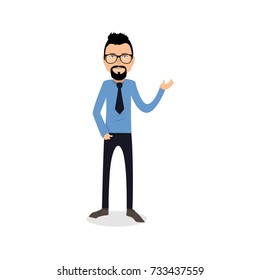 funny and cool cartoon guy in casual clothes, gesturing. Vector illustration, Hipster Style