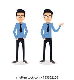funny and cool cartoon guy in casual clothes, gesturing. Vector illustration, Hipster Style