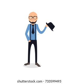 funny and cool cartoon guy in casual clothes, gesturing. Vector illustration, Hipster Style