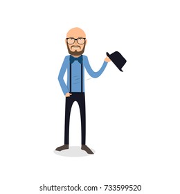 funny and cool cartoon guy in casual clothes, gesturing. Vector illustration, Hipster Style