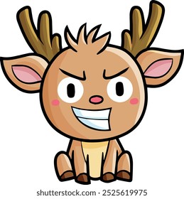 Funny and cool deer cartoon character smiling