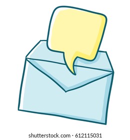 Funny and cool envelope with yellow blank balloon text - vector.