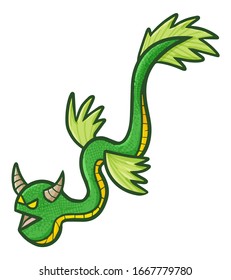 Funny and cool green dragon get angry