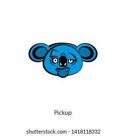 Funny cool koala head on a white background. Sticker, template, background. Vector illustration. A cartoon character of an Australian. Womanizer. Make eyes.