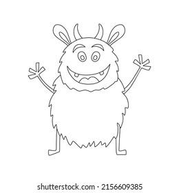 Funny cool line monster, aliens or fantasy animals for childish coloring book. Hand drawn outline cartoon vector illustration isolated on white background.