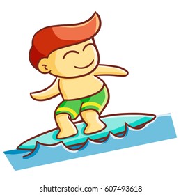 Funny and cool man surfing on holiday - vector.