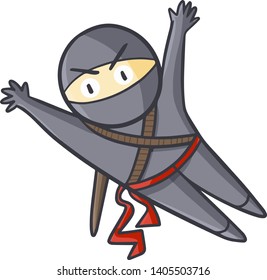 Funny and cool ninja jumping like fly