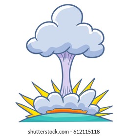 Funny and cool nuclear explosion in cartoon style - vector.