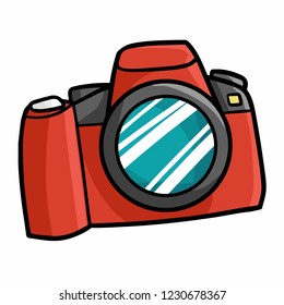 Funny and cool red DSLR camera for your holiday - vector