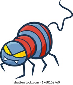 Funny and cool scary blue red spider smiling
