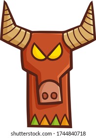 Funny and cool simple buffalo totem made from wood