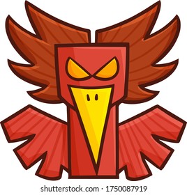 Funny and cool simple eagle totem made from wood