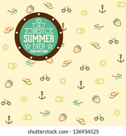 Funny and Cool Summer Icon Pattern Background