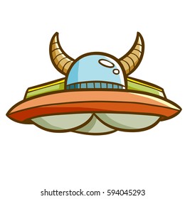 Funny and cool UFO with artificial horn on it - vector.