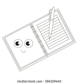 Funny copybook cartoon. Outlined object with black stroke.