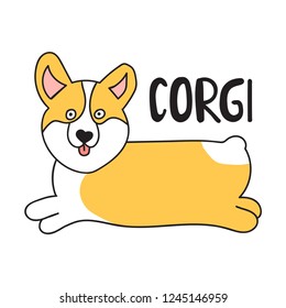 Funny corgi. Vector icon, doodle illustration for greeting card, t shirt, print, stickers, posters design.