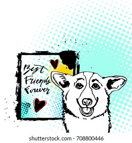 Funny corgy dog on bright background vector